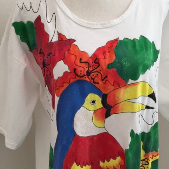 Vintage Handpainted Bright Swim Cover Up - Picture 2 of 8